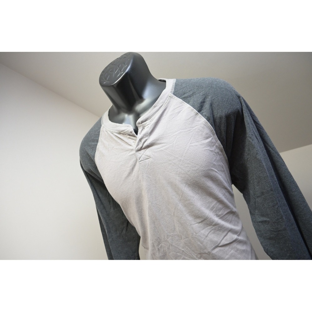 Lucky Brand Henley Shirt Men Large Grey Long Sleeve Casual Excellent